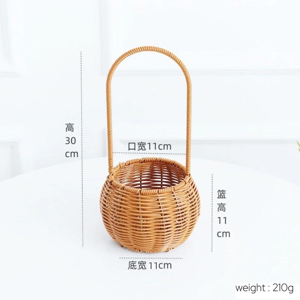 Imitation Rattan Flower Basket Flower Shop Best-selling Hand Basket Living Room Flower Arrangement Storage Basket Picnic Basket