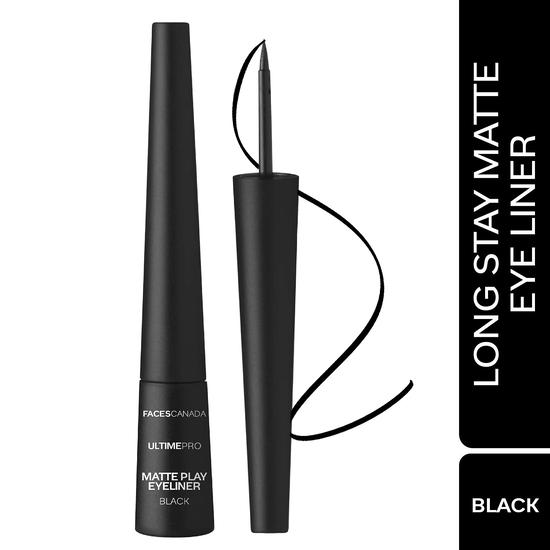 FACES CANADA Ultime Pro Matte Play Eyeliner - Czarny, 2,5 ml | Szybkoschnący | Matowe wykończenie | Formuła długotrwała 24H | Precyzyjna końcówka z filcu