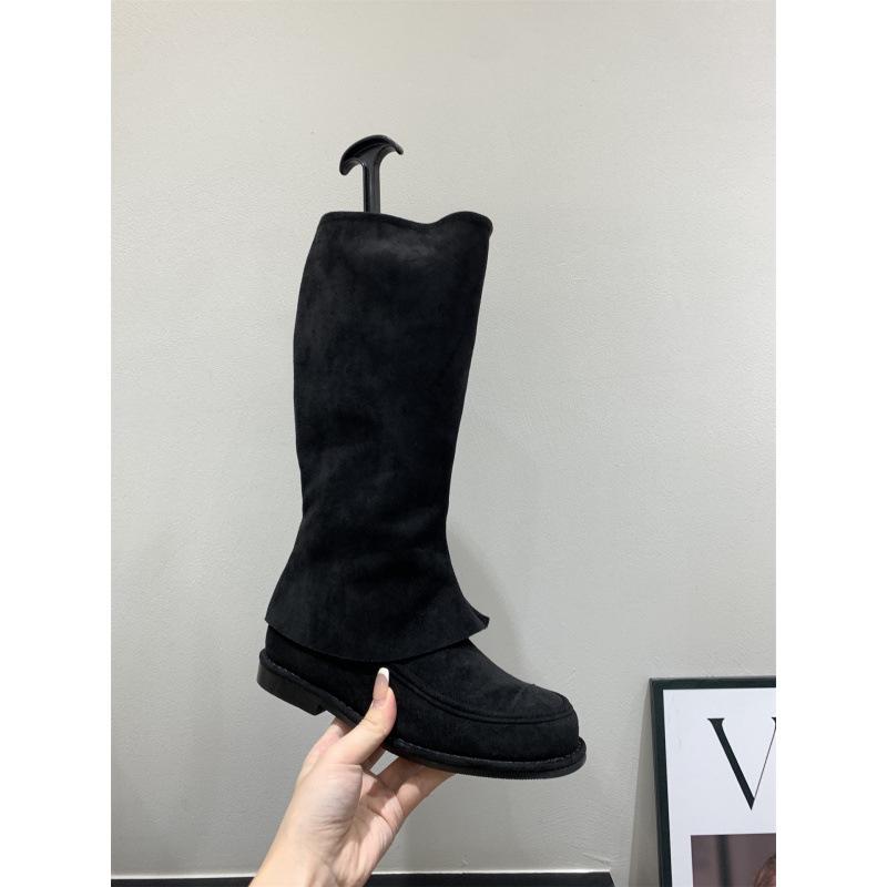 Khaki Pants Tube Boots Knight Boots Women's Boots 2025 Autumn and Winter Vintage Suede Skinny Boots Medium Boots