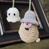 Cute Halloween Ghost Pendant Ghost Shape Crochet Halloween Decorations  Hangings Rear View Mirror