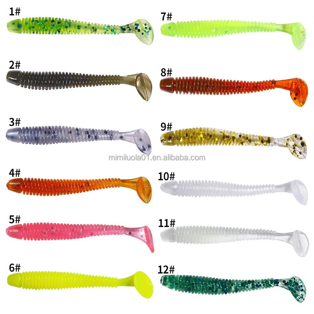 1 PACK 5,5cm 0,6g 50 Stück/Beutel Künstlicher Weichplastik-Wurmköder mit Paddelschwanzköder