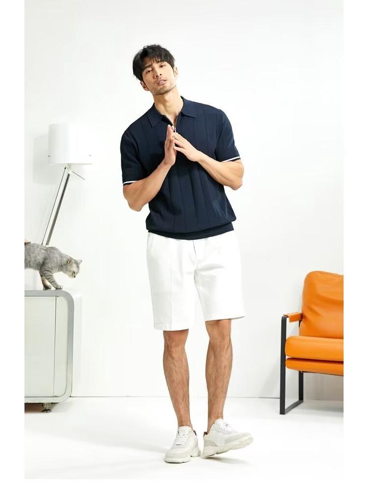 New Arrival Men's Summer Ice Silk Breathable Anti-Wrinkle Light Business Casual Lapel Short-Sleeve Polo Shirt