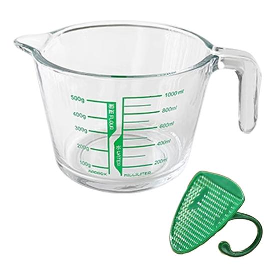 Glass Measuring Cup 500/1000ml Heat-Resistant Measuring Jug with Spout & Markings Kitchen Measuring Tools