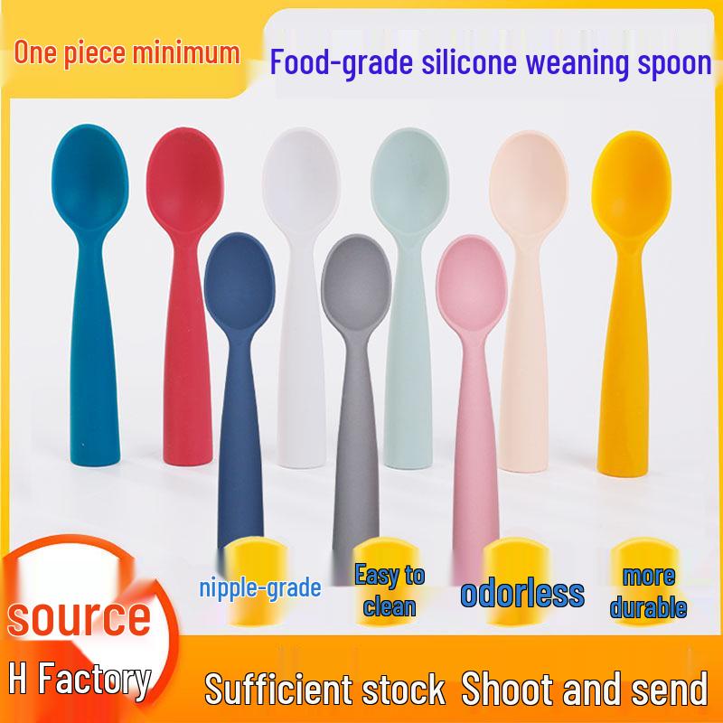 Baby Feeding Training Spoon - Silicone Long Handle for Infant Eating