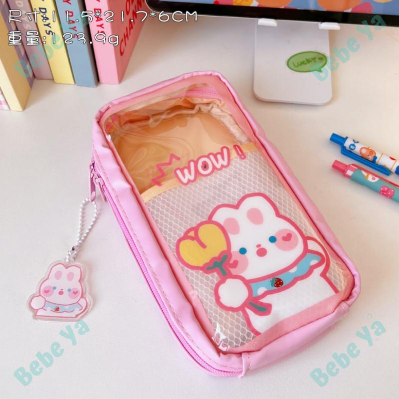 Kawaii Transparent Pencil Case Large Capacity Organizer Pen Box Korean Pouch for Girls Back To School Supplies Stationery