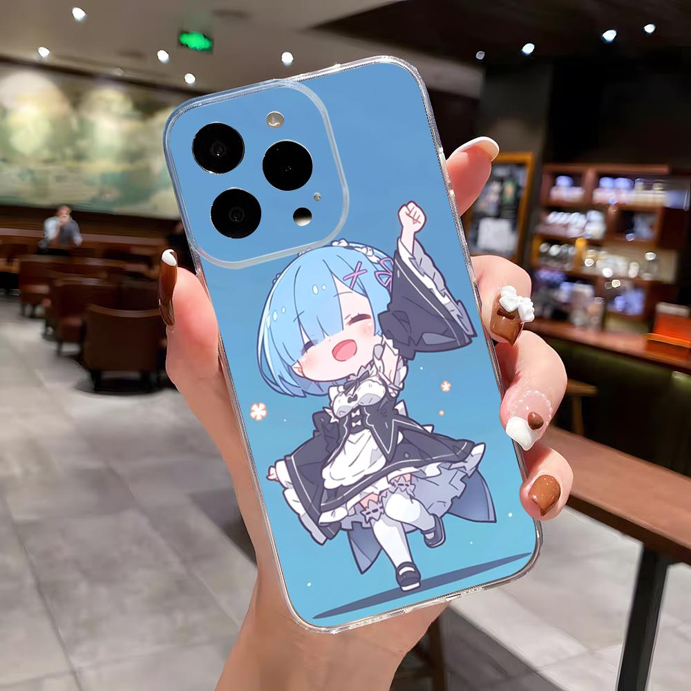 Re Zero Rem Emilia Phone Case For IPhone 17 Air 16 E 15 14 13 12 Mini 11 Pro Max Anti Transparent Drop Cover