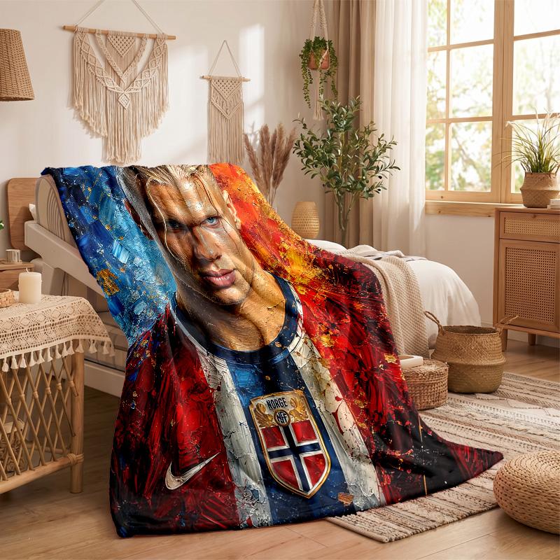 Erling Haaland Thema Fleece-Decke Gemütliche Weiche Plüsch-Decke Für Schlafzimmer Couch Reise