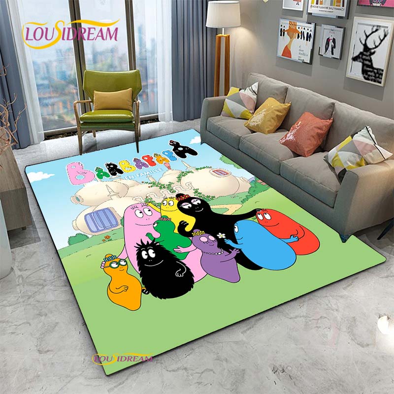 Barbapapa Cartoon Anime Carpet for Living Room Sofa Coffee Table Bedroom Rug Kitchen Kids Door unslip floor Mat Birthday gift