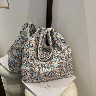 New Lazy Wind Canvas Printing Butterfly Large Capacity Floral Foreign Style 2025 Casual Handbag Shoulder Women's Bag Soft