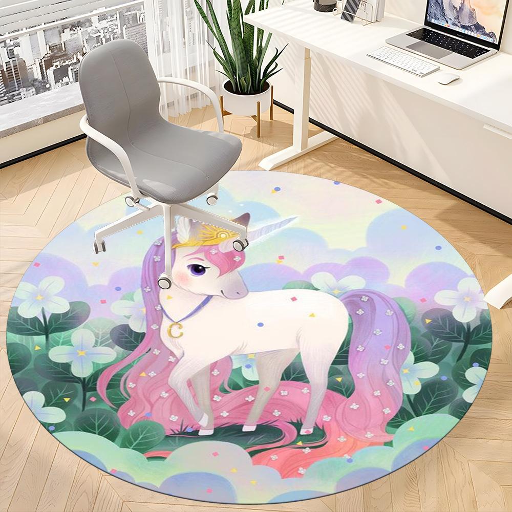 1 Stück Einhorn Fantasy Gartenstuhl Teppich für Büro, Weich, Rutschfest Polyester Matte, Büro, Eingangsbereich, Wohnzimmer, Schlafzimmer, yy251207261