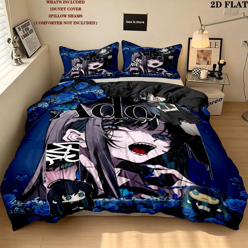 Ado Pattern Bedding uilt Set uilt Cover Pillowcase Home Decoration Birthday Gift (1 * duvet cover + 2 * pillowcase without core)