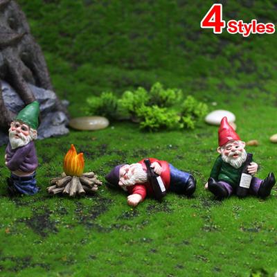 4 στυλ Mini Garden Drunk Dwarf Gnome ειδώλια Ρητίνη Νεράιδα Κήπος Μινιατούρα Διακοσμητικά φυτών σε γλάστρες Terrarium