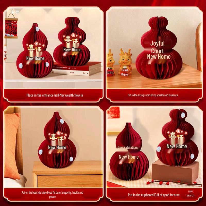 3D Gourd Ornament for Fortune & Prosperity - Perfect Housewarming Gift & Home Decor