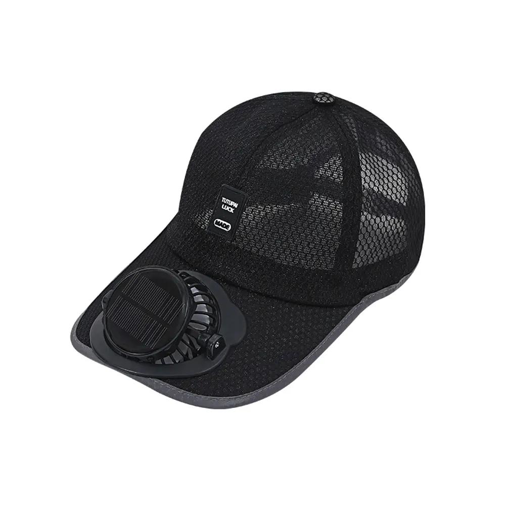 Solar Powered Cooling Cap with Fan Summer Breathable Mesh Sun Visor Hat Sun Protection Outdoor Hat USB Rechargeable Cooling Cap