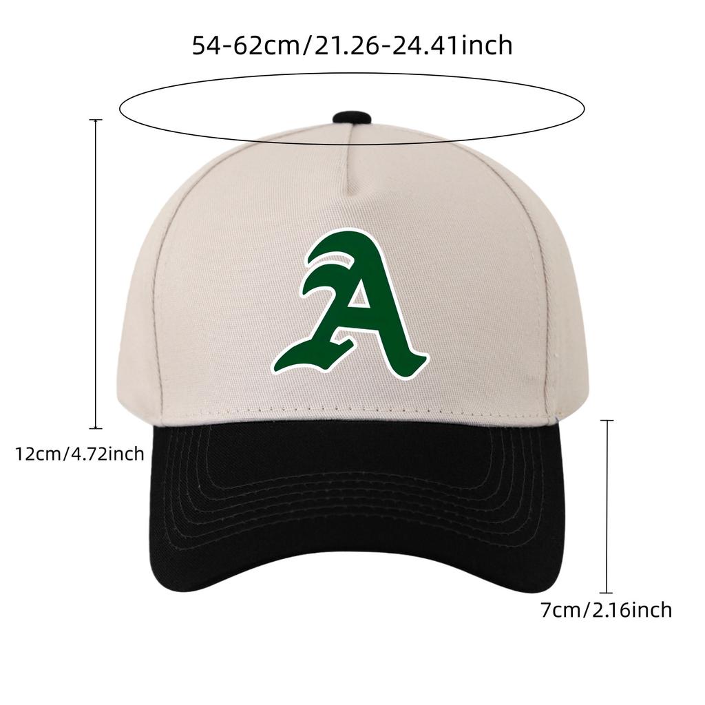 Color matching hard top five-piece baseball cap women's fashion A letter printing breathable cap outdoor sun hat