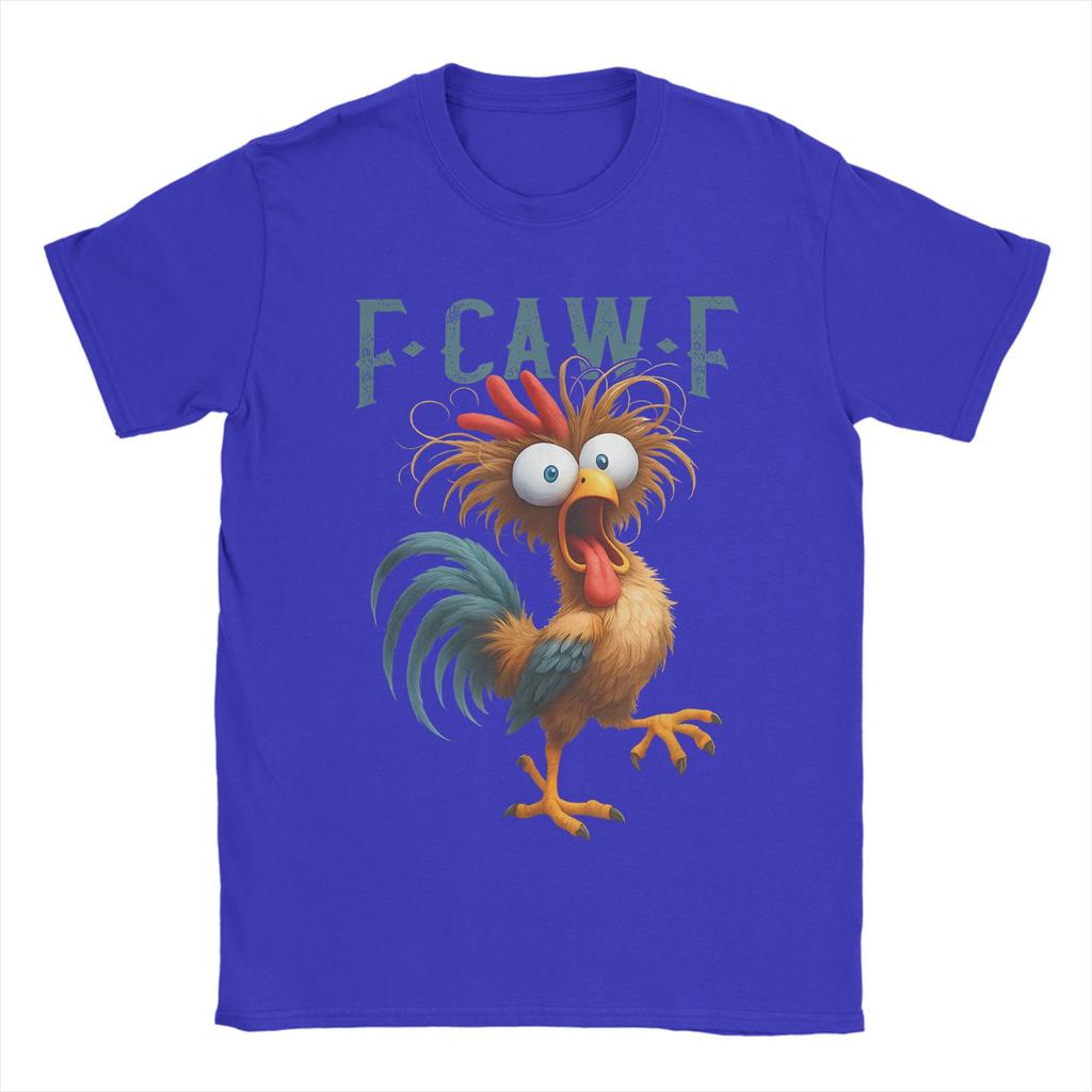 F-Caw-F Funny Chicken Humor Men's T Shirt Quote Rooster Meme Awesome Tee Shirt Short Sleeve Crewneck T-Shirts Cotton Adult Tops