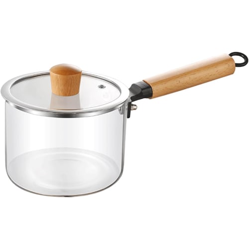 1.5L Heat-Resistant Glass Saucepan, Milk Pan, Transparent Saucepan with Lid and Handle, Multi-Purpose, Suitable for Direct Heat, Small Pot, Soup Pot,