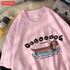 A Long Dog Is Paddling A Long Skateboardcotton Women TShirts Cartoons Prints Tops ONeck Soft Oversize T Shirt Summer Clothes