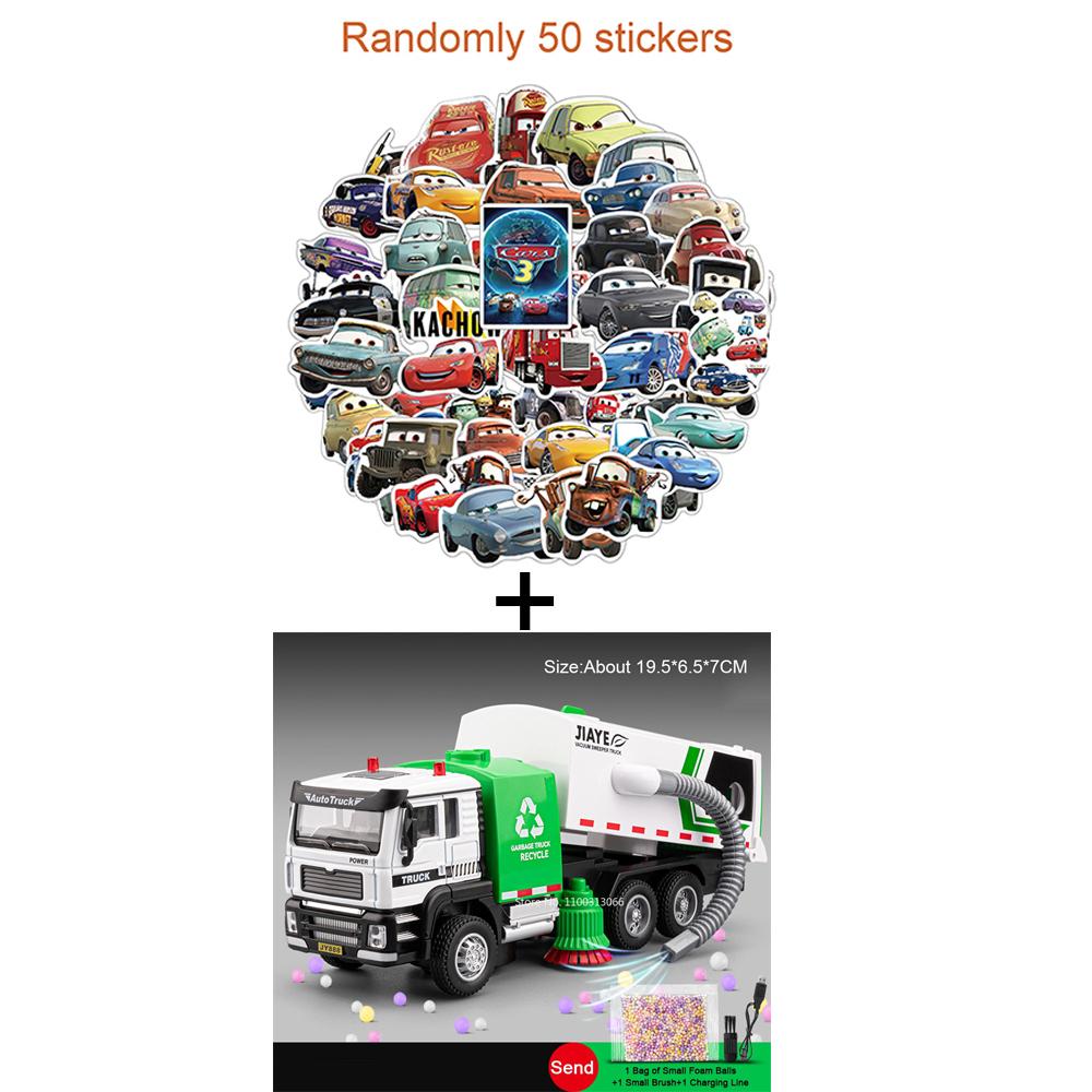 1:50 Scale Garbage Sanitation Truck Models Toys Cars Slide Forward Adjustable Carriage Miniature Vacuum Sweeper Model Ornament