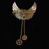Steampunk Großer Zahnrad-Brosche Mechanische Schal Revers-Pin Flügel Kette Fünfecke Brustnadel für Frauen Mädchen Männer