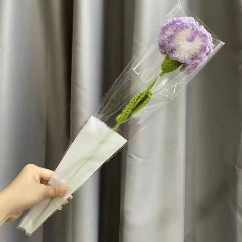 43cm Weaving Carnation Bouquet Handmade Crochet Wool Carnation Flower