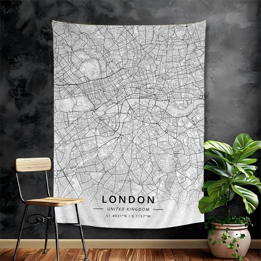 

Paris London New York CUSTOM City Map Black And White Anime Tapestry Art Science Fiction Room Home Decor Wall Art Decor 74x94cm(29x37in)