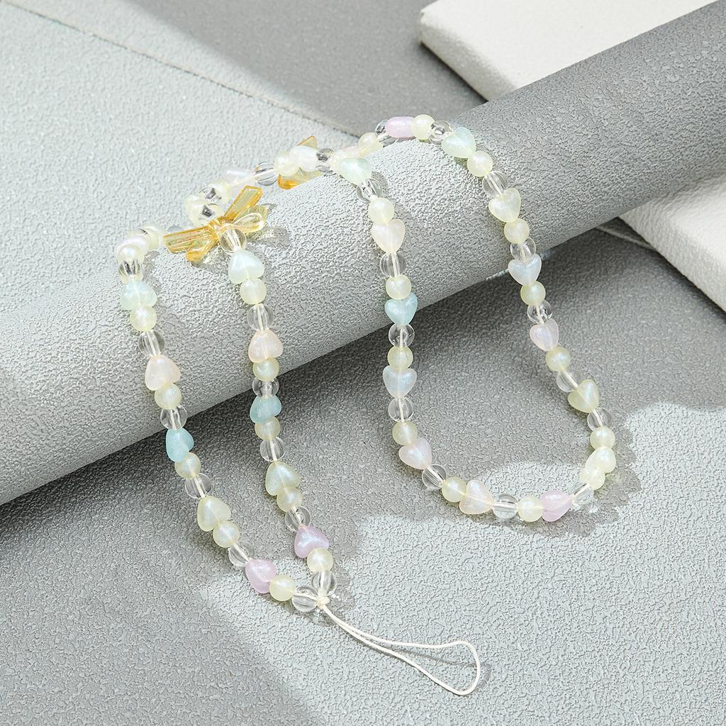 New sweet and cute long mobile phone chain, crystal beaded mobile phone lanyard, simple jewelry pendant.