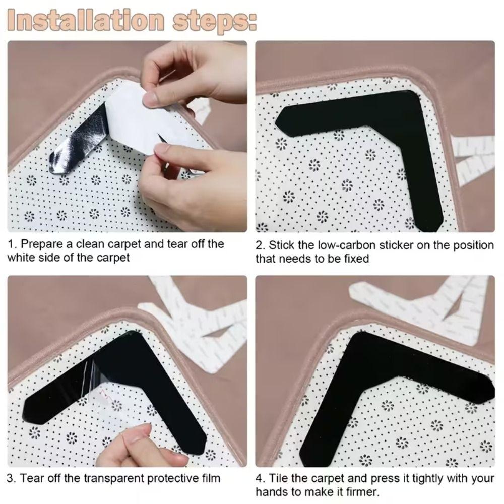 4Pcs Traceless Rug Corner Gripper Strong Adhesive Self Adhesive Rug Stickers Mat Fastener  Carpet