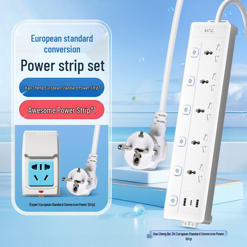 European Standard German Power Strip Extension Cord Adapter for Cross-Border Use