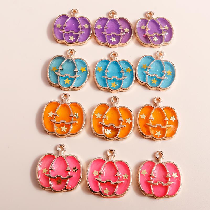 10pcs Mix Cute Enamel Halloween Charms Pumpkin Ghost Bat Charms Pendants for Jewelry Making DIY Earrings Necklace Accessories