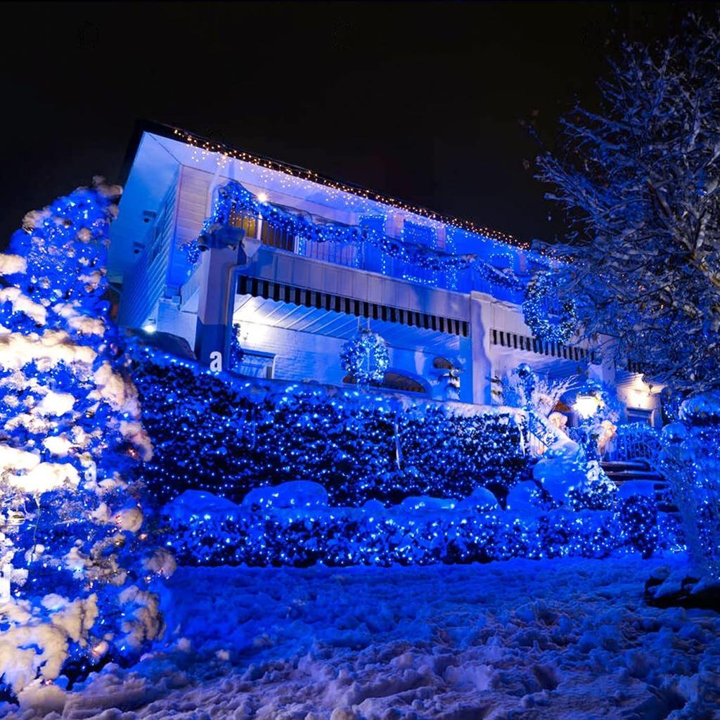 20 metrů LED sériová světla – AC zástrčka Vodotěsný měděný drát Modré vílí světlo pro domácí dekoraci, Vánoce, zahradu