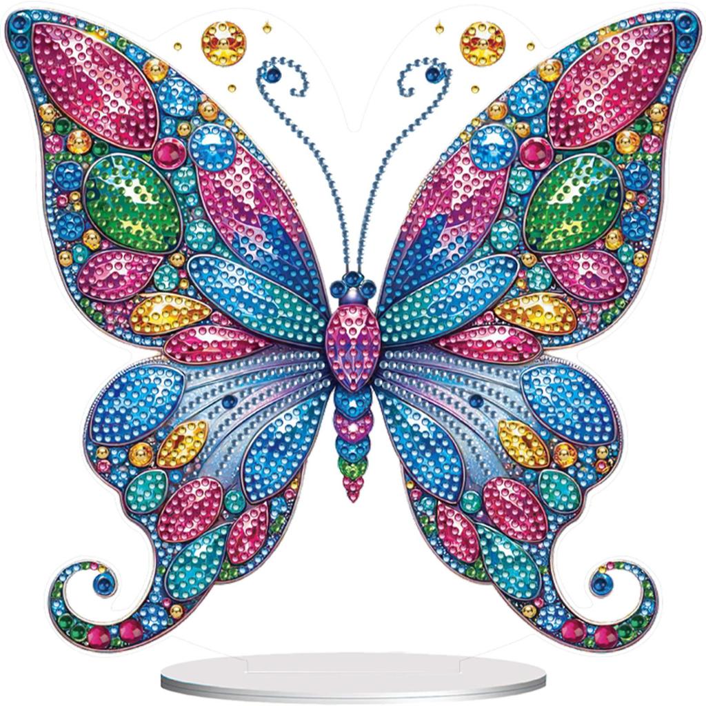 Colorful Butterfly Desktop Diamond Art Kits Animal Diamond Painting Desktop Ornaments Kit for Home Office Desktop Decor