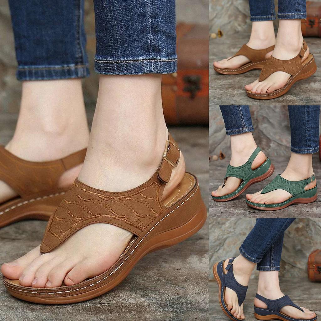 

Summer Women Fashion Clip Toe Wave Embroidery Sandals