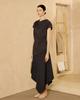 PADO SEOUL Shirred Cowl Neck Top Charcoal