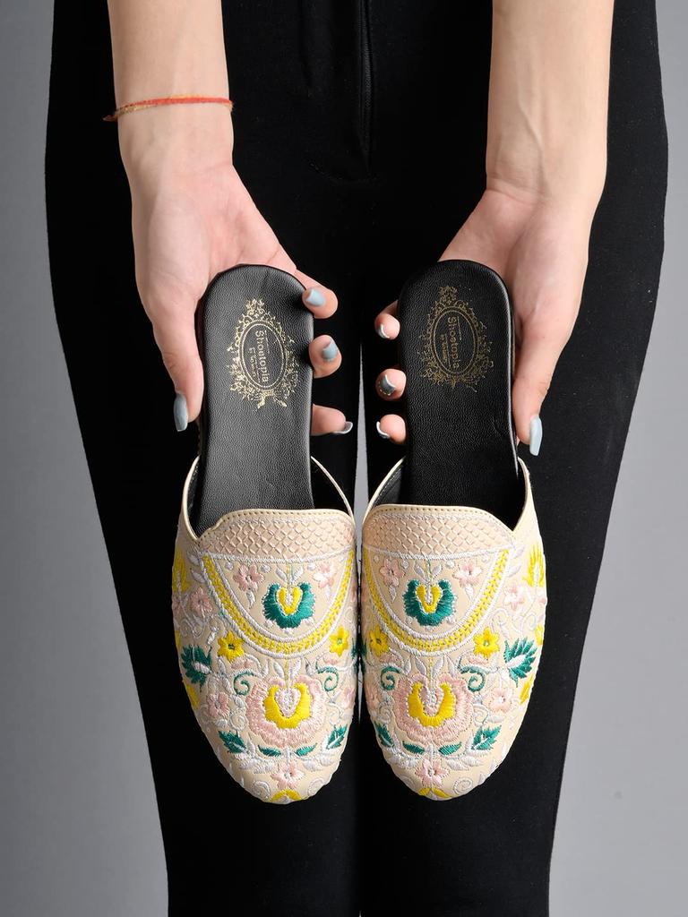 Sheotopia Women Stylish Belly Mules | Slip-On Closed Toe Casual Flats for Office & Daily Wear Loafers