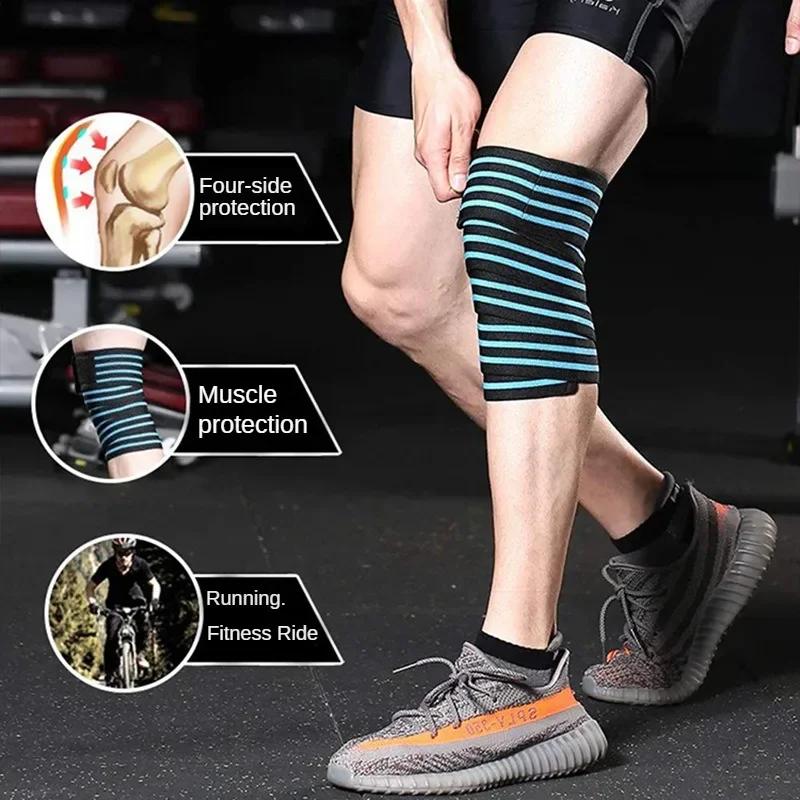 1Pc Leg Knee Compression Wraps Fitness Pressurized Straps For Gym Weight Lifting Squat Training Elastic Bandages