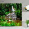 Modern 3D Printing Green Plant Tree Scenery Shower Curtains Forest Bamboo Landscape Bath Curtain Set For Bathroom Decor Cloth