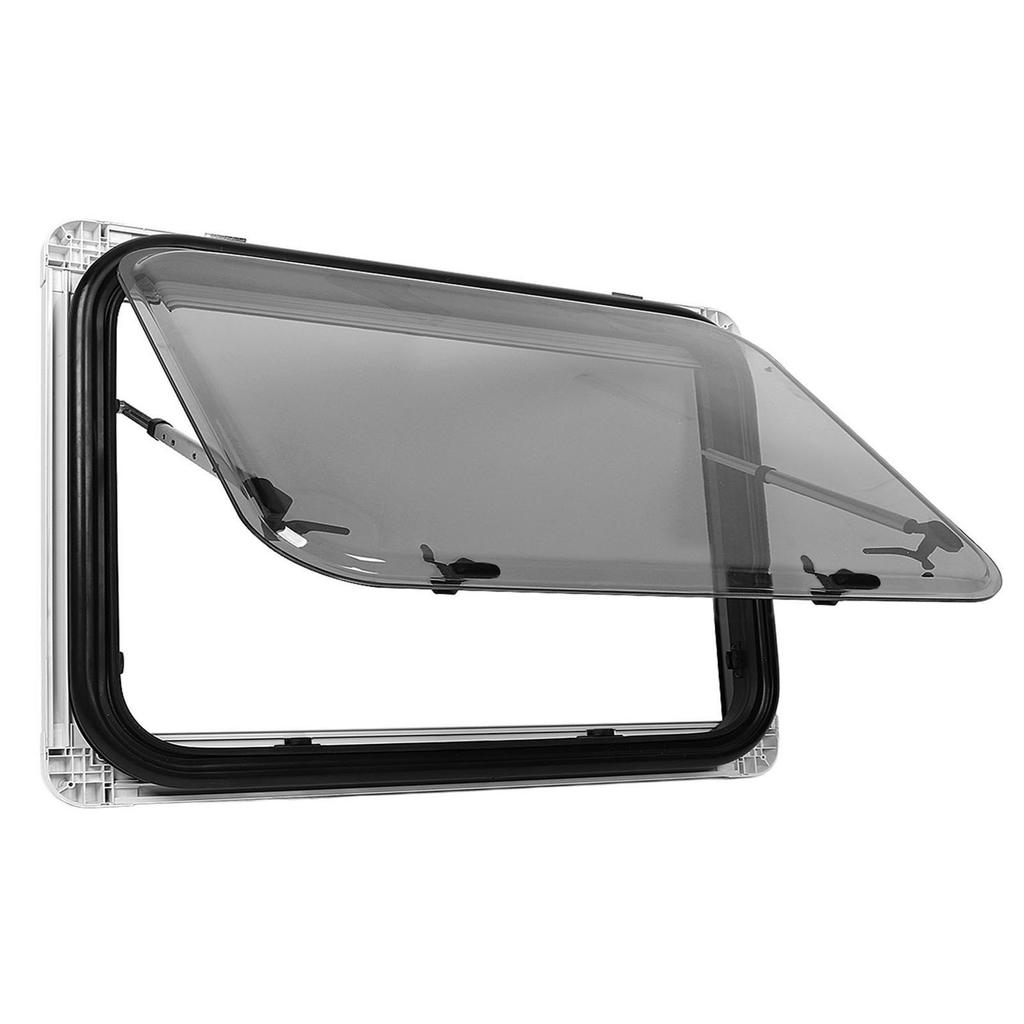 RV Push Out Window L1000 H500mm with Sunshade Curtain 75° Opening Angle Acrylic Glass Anti UV Alumin