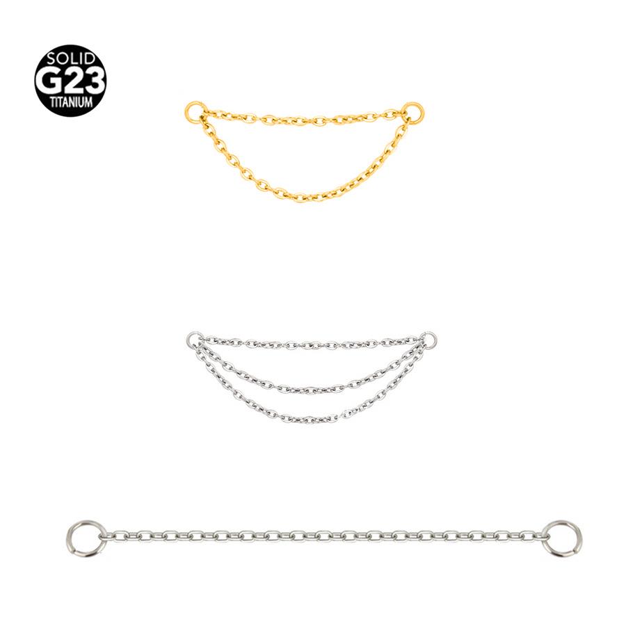 

F-136 Titanium Alloy Nose Ring & Stud Chain Body Piercing Jewelry 25mm