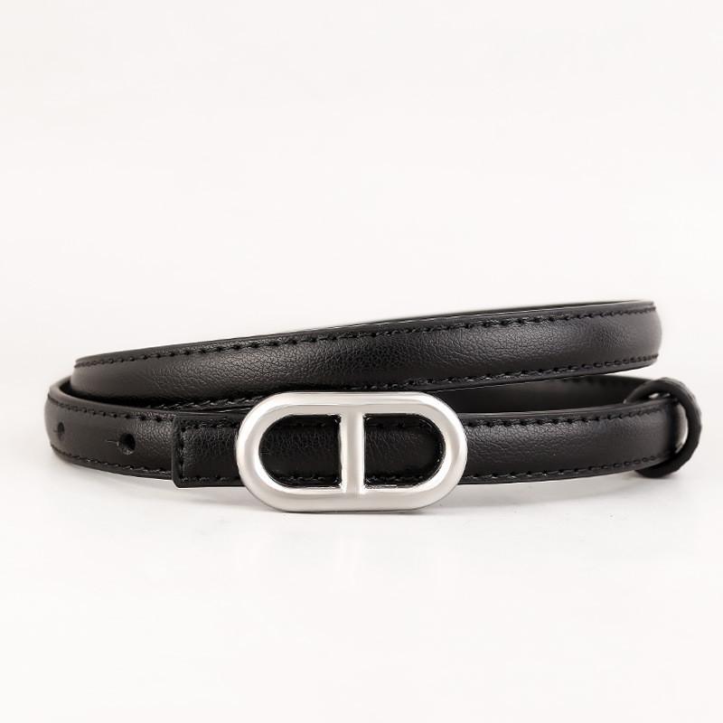 

Leather Belt For Women With Silver Buckle Casual Dressy Fashion Accessory For Work And Casual Wear чёрный