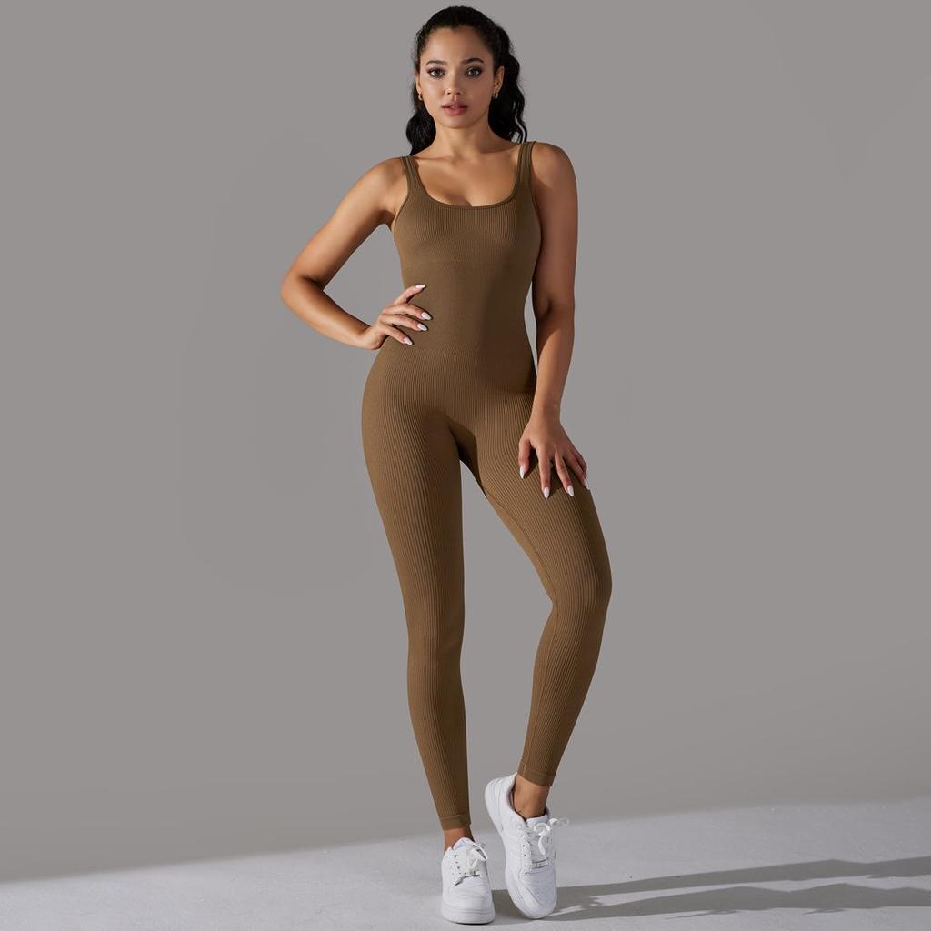 Seamless Ribbed Yoga Bodysuit: Tummy Control & Hip Lift for Women