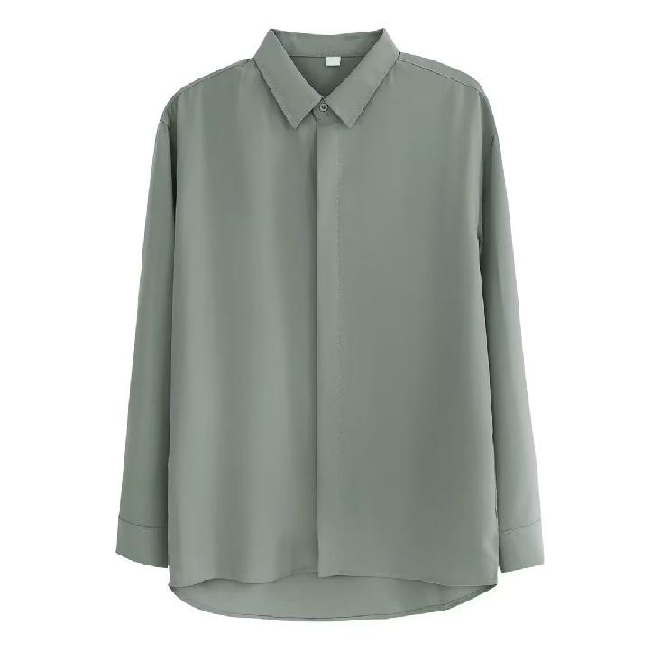 Spring New Men'S Long Sleeved Shirt, High-End, Fashionable, Versatile, Solid Color Shirt, Men'S Light Mature Style, Inch Shirt, Men