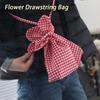 Portable Plaid Flower Crossbody Bag Cloth Ins Shoulder Bag Casual Flower Drawstring Bag  Outdoor