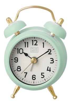 CREPHA Mini Twin Bell with Electronic Antique Clock, Analog, Small, 5.5cm Diameter, Alarm, Cute, Style, Classic, Green, IAC-5668-LGN