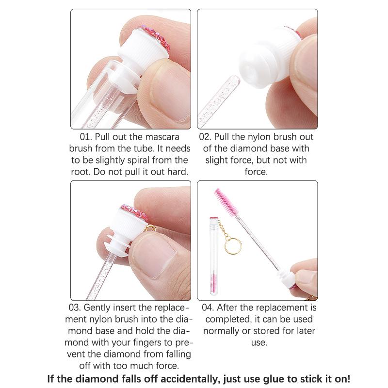 Eyelash Mascara Wands Empty Tube With Keychain Lash Spoolies Plastic Case Brush Holder