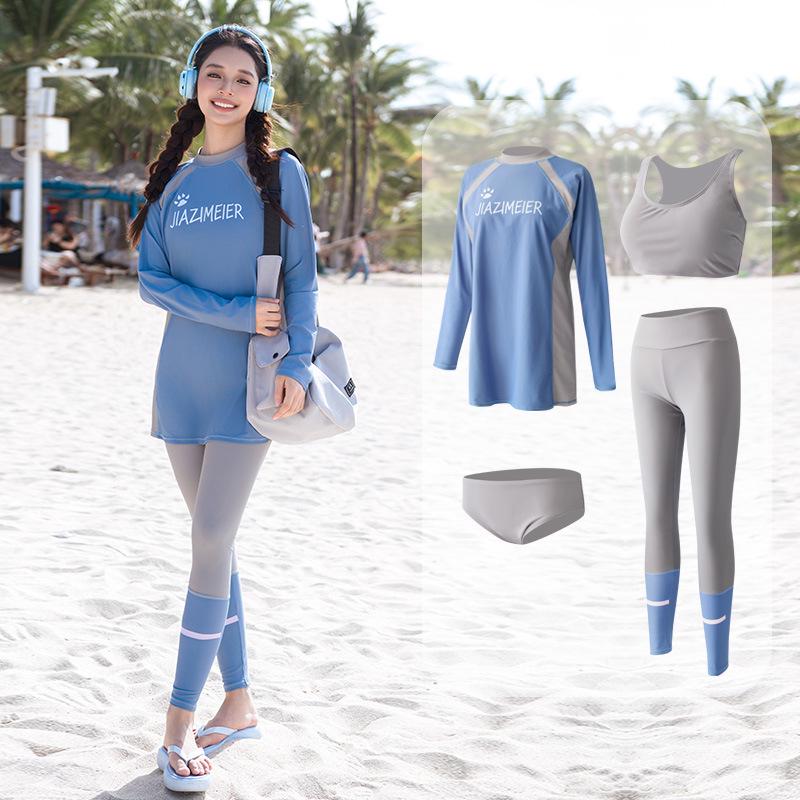 Women s Two-Piece Long Sleeve Quick-Dry Surfing Suit with Sun Protection XL