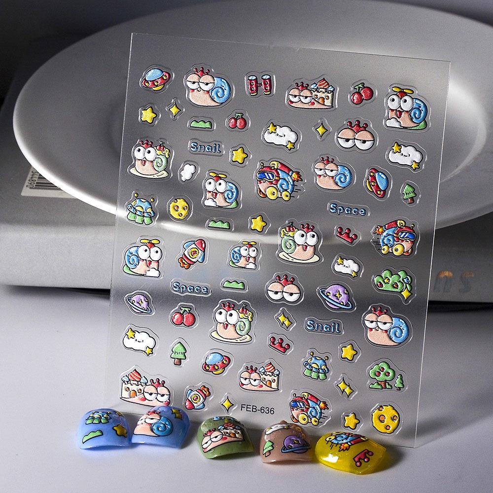 Big-Eyed Frog 5D Stereo Waterproof Nail Art Stickers - Cute, Thin, Tough, Rainbow Raindrop Design
