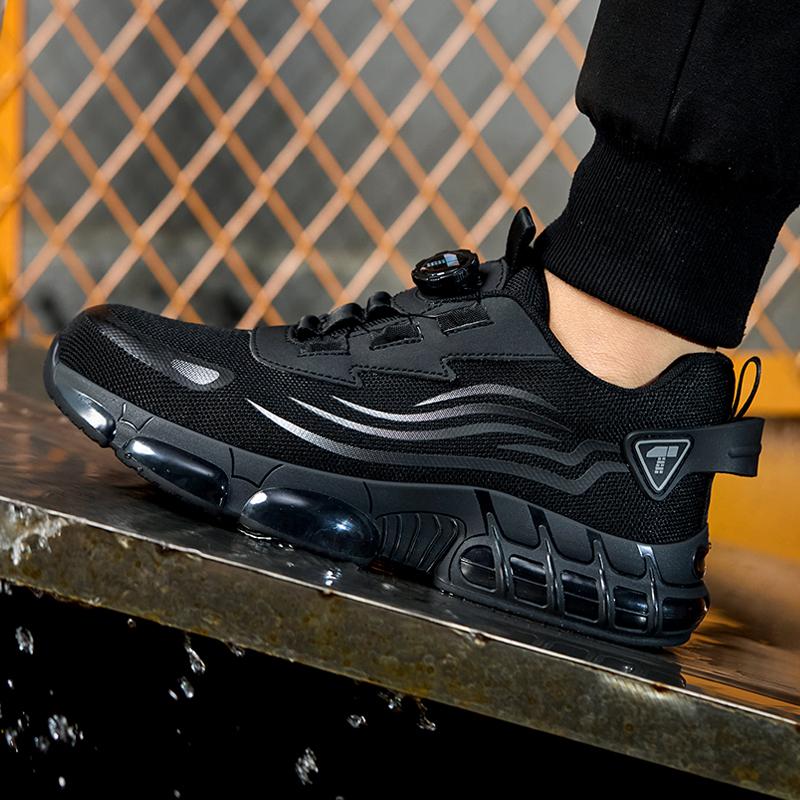 Rotary Button  Safety Shoes For Men, Anti-impact And Anti-piercing Work Shoes, Fashionable Men's Sports Shoes Tactical Boots