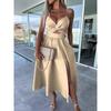 BITCED Women's Fashion Summer Spring Solid Color Print V-Neck Sleeveless Casual Dresses