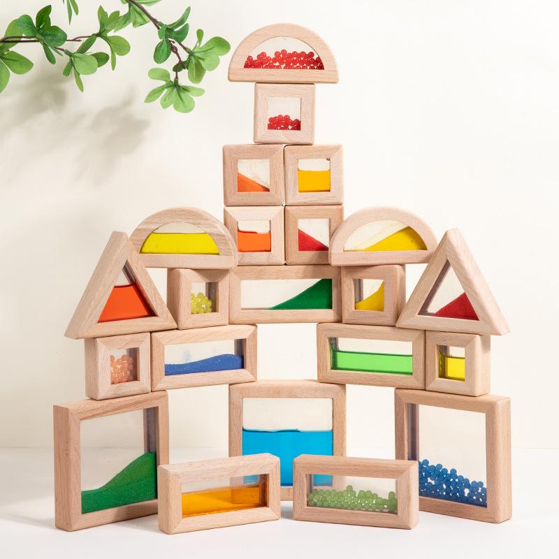 Wooden Flowing Sand Puzzle Blocks: Children's Educational Sensory Toys